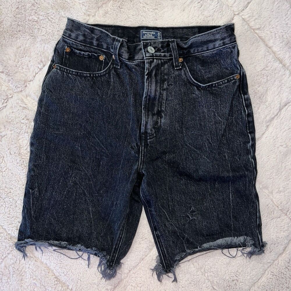 Abercrombie & Fitch high-rise black denim shorts 26 / 8 jean shorts jorts